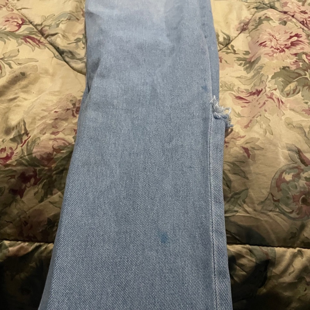 AERO Women Light Wash Distressed Boyfriend Jeans Size 00 Ripped Light Blue Denim - Picture 7 of 8